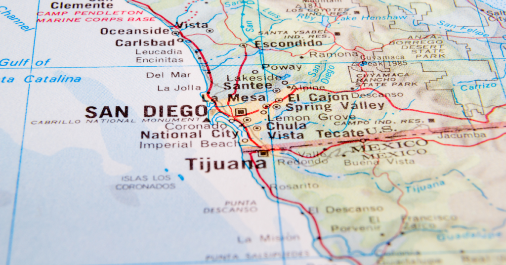 Map of San Diego and Tijuana